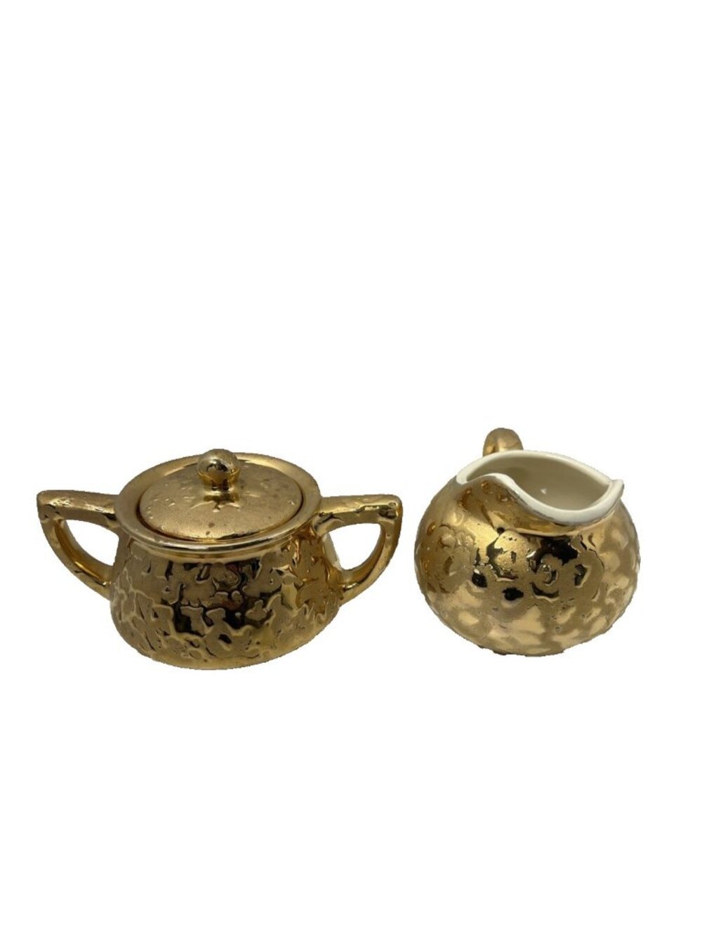 Vintage Weeping Gold Sugar And Creamer Set 24KT. Gold Made USA